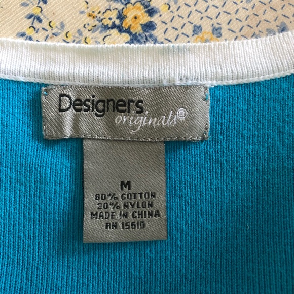 Designers Originals Med. Aqua/White Sleeveless Top - Picture 9 of 10